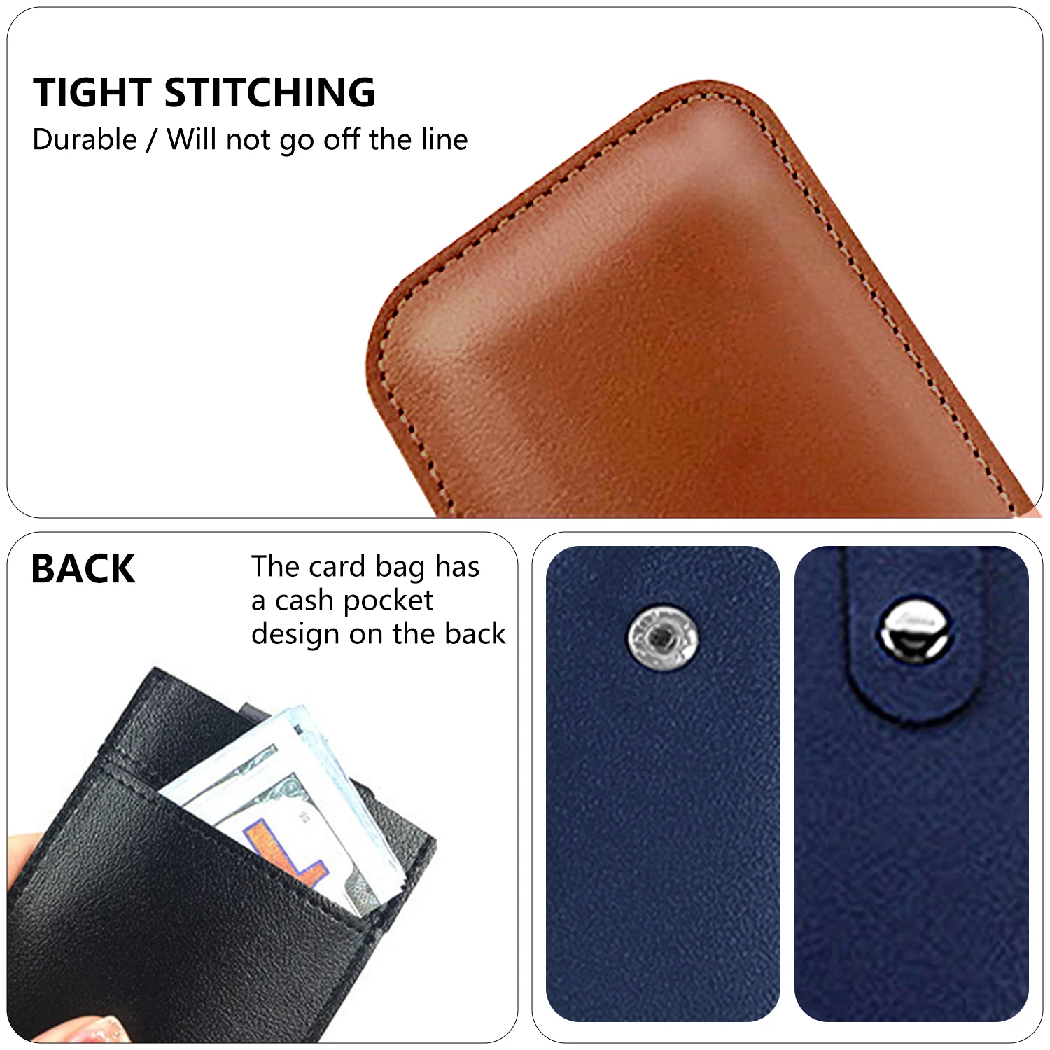 Cards Bag Pull-out Design Large Capacity Leather Card Sleeve Can Hold 5 Cards Storage Pouch for Bank Card ID Card VIP Card Cover