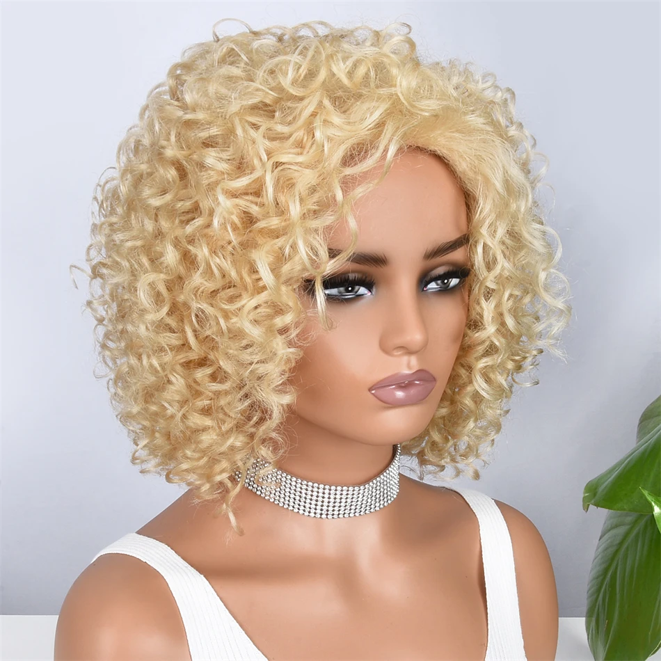 Miss Rola 12A 613# Pixie Short Jerry Curly Human Hair Wigs 210% Density Whole Machine Made Brazilian Remy Curly Hair Wigs