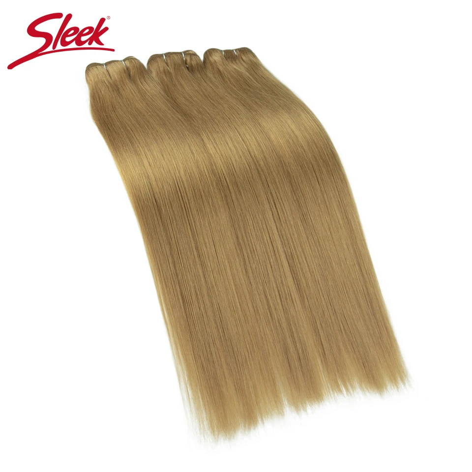 Sleek Peruvian Straight Human Hair Double Drawn Natural Human Hair Weave Bundles Remy Light Brown #6 #8 Human Hair Bundle