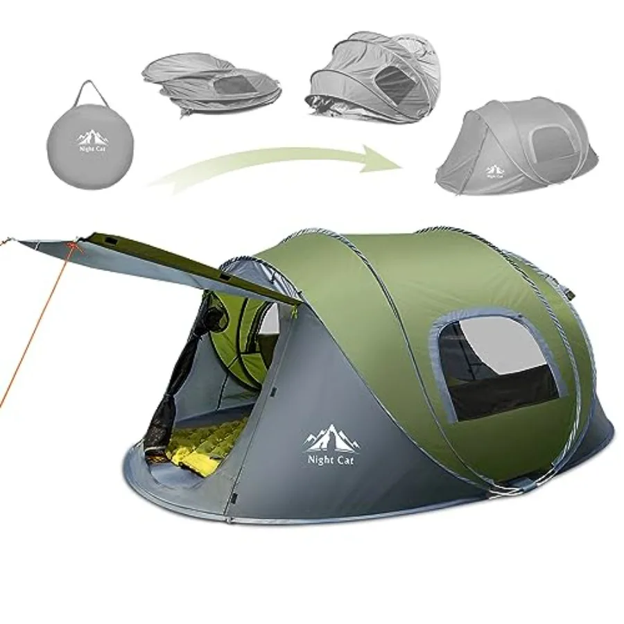 

Pop-up Camping Tent for Family Use: 2-Person Waterproof Polyester Tent in Gray with Instant Setup Feature