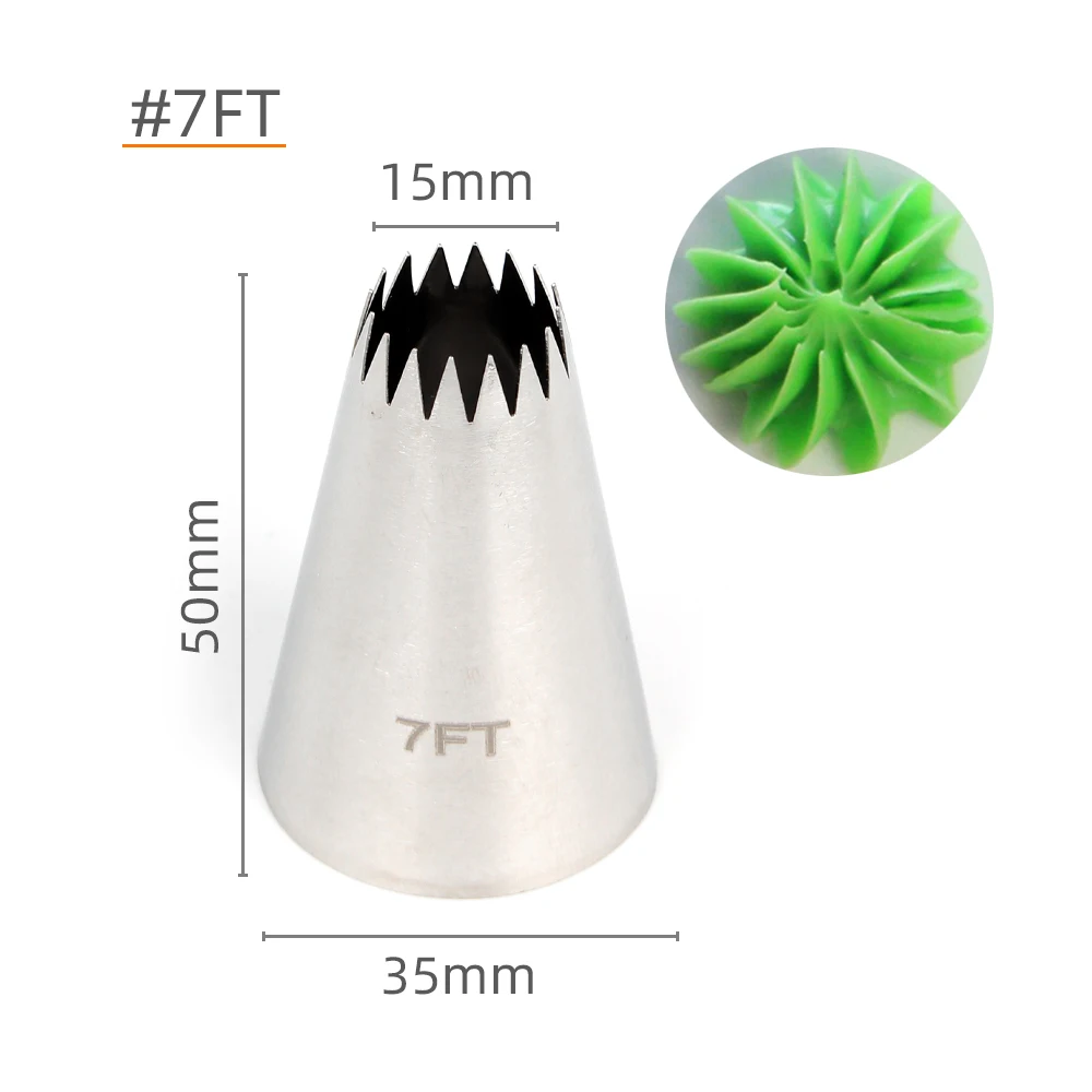 Stainless Steel 304 Large Size Cake Decorating 15MM Top Pastry French Icing Nozzle Sweetly Dessert Cupcake Piping Tip #7FT
