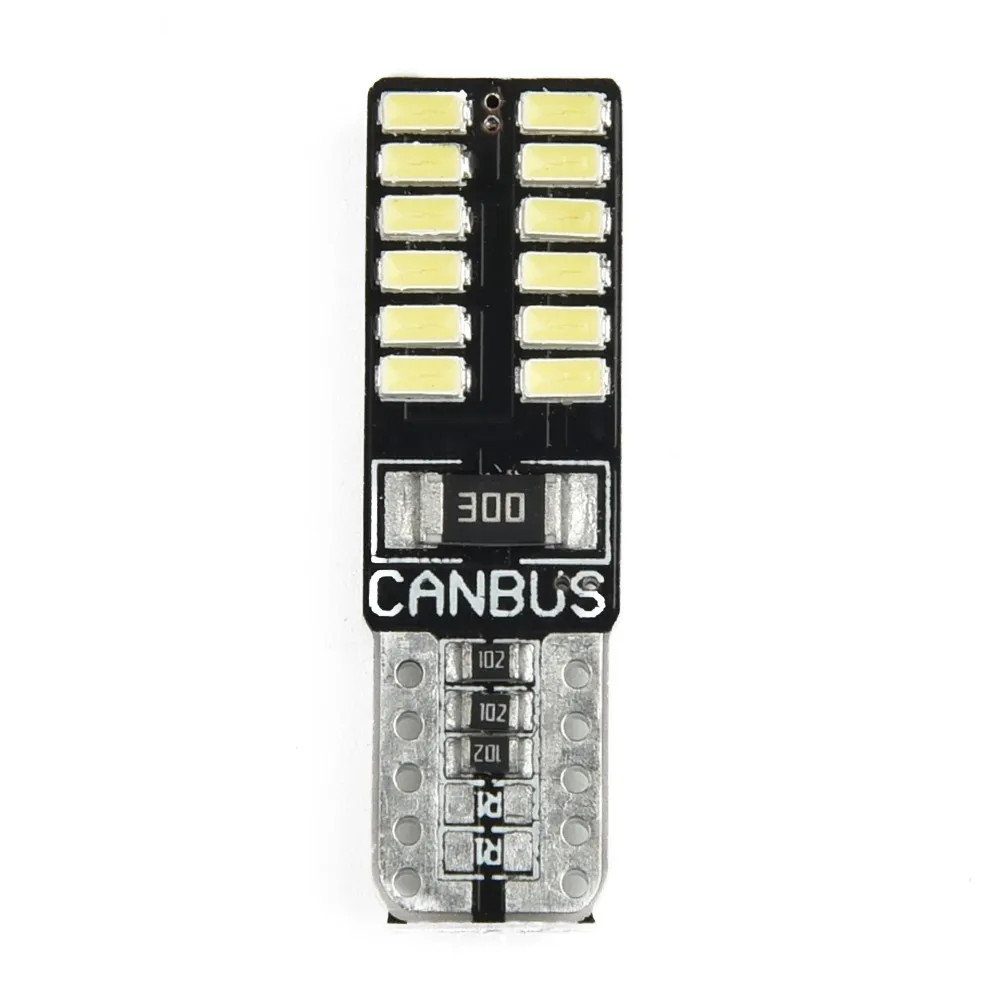 車のナンバープレートライト,LED読書灯,エラーのないCanbus,高品質,194, 3014,24smd,6500k,10個