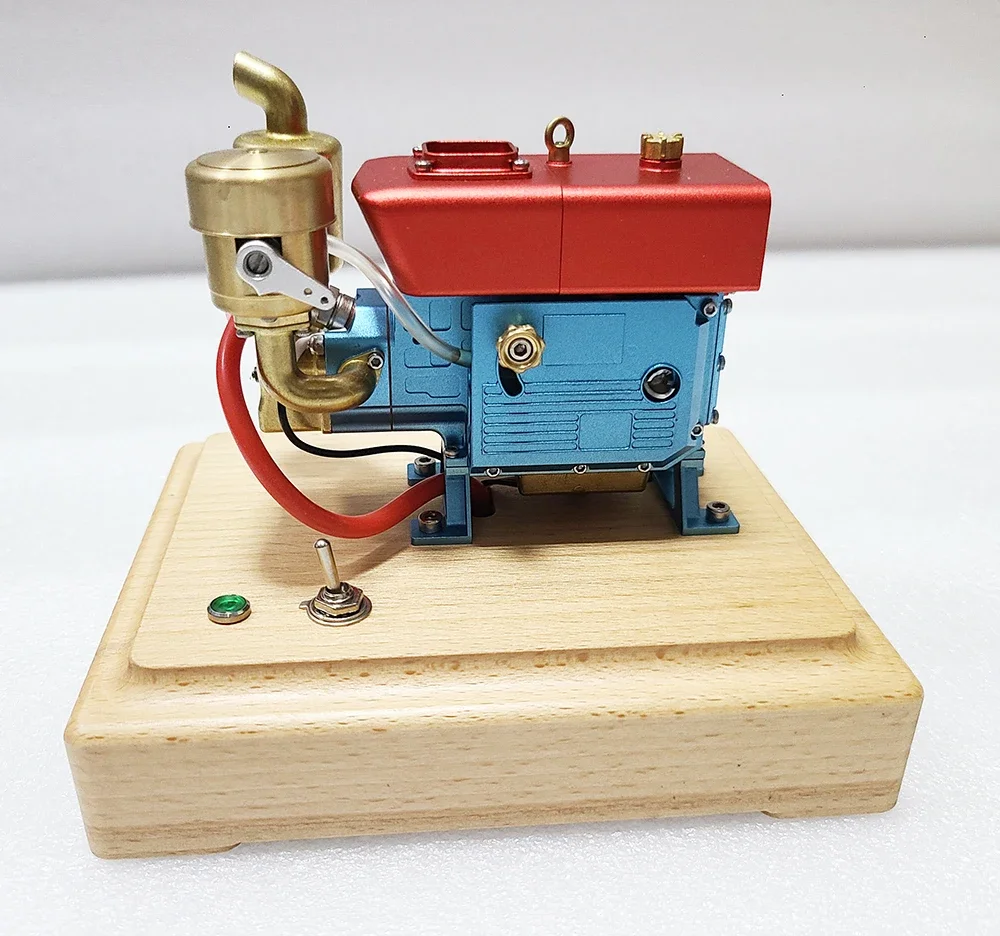 

2.2CC Brass Mini Steam Engine Model MUSA with CDI Igniter Base Single Cylinder Diesel Engine Model Experimental Toy