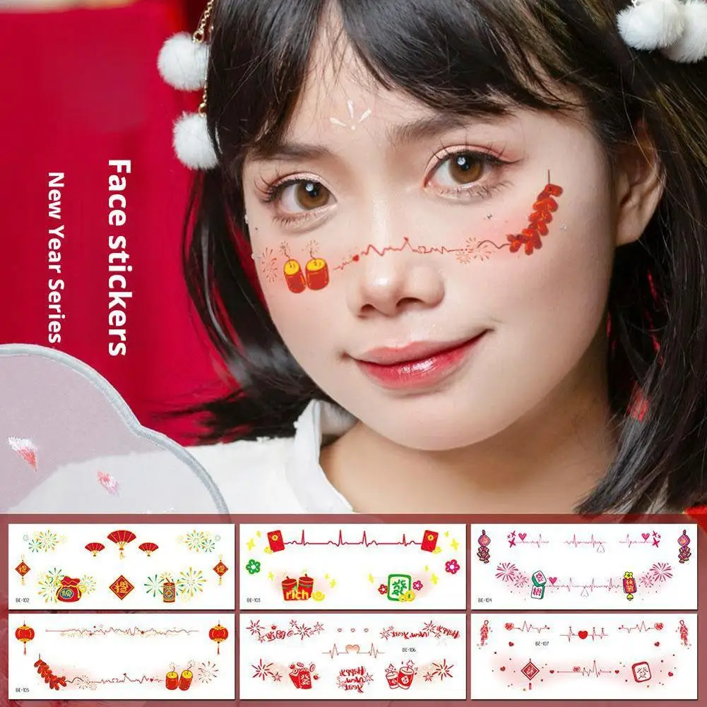 Christmas Face Tattoo Stickers Waterproof Elk Santa Claus Snowflake Party Concert Tattoo Decals Cute Makeup Fake Tattoos Decals