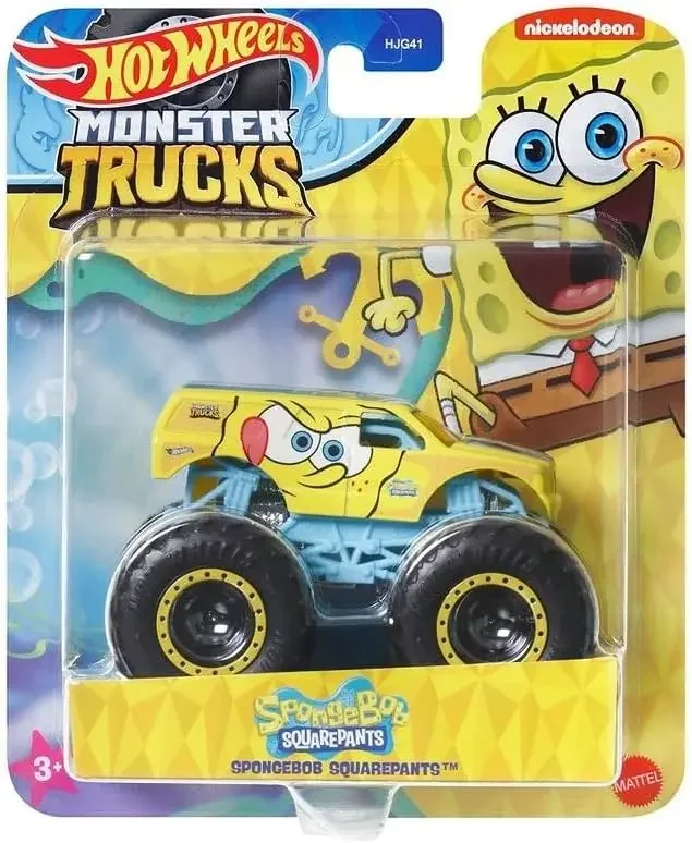 Official Hot Wheels Monster Trucks Car Spongebob Squarepants Series Boys Toys 1/64 Diecast Mr Krabs Patrick Plankton Squidward