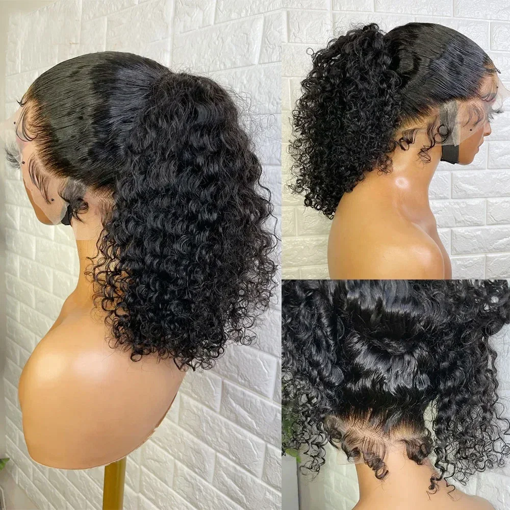 Natural Black Soft Glueless 180 Density Kinky Curly  Lace Front Wig For Women BabyHair 26“Long Heat Resistant Preplucked Daily