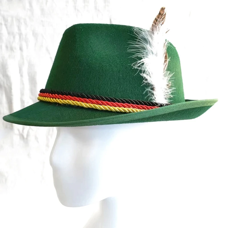 Lightweight Feather Decors Fedora Hat for Women Men Breathable Octoberfest with Feather Western Jazzs Felt