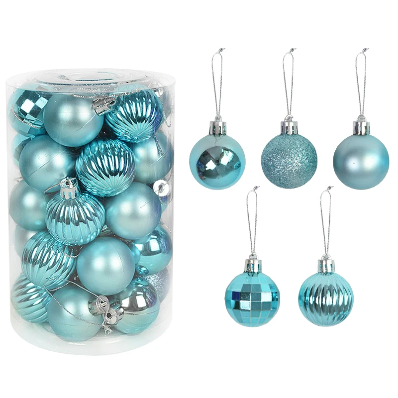 34Pcs/Box 4cm Christmas Ball Decoration Xmas Tree Pendent Ornaments for Home Decor Navidad New Year 2026 Party Gift Supplies
