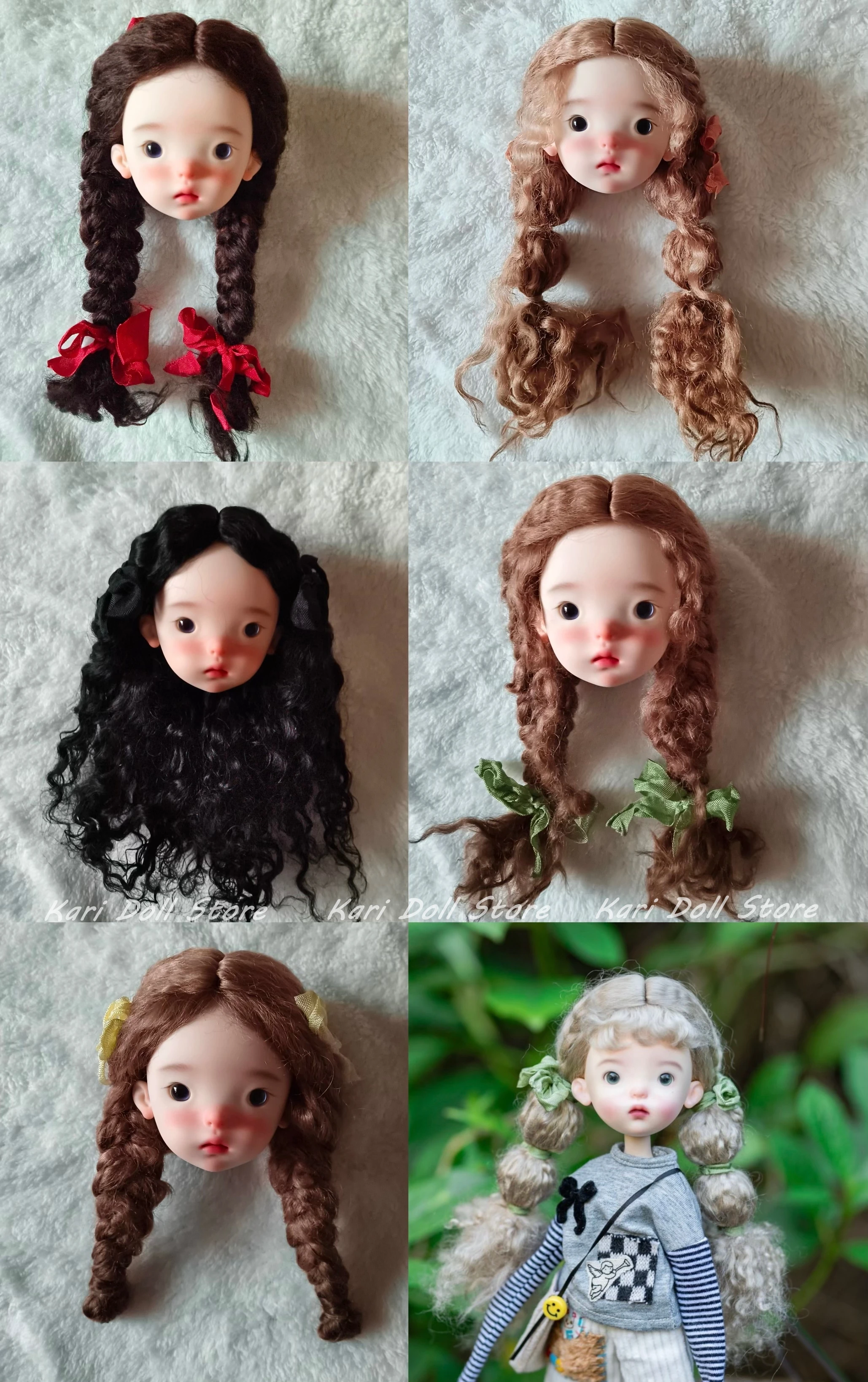 Kari Doll Natural mohair wigs for Landazz Landoudou Doll 16cm head circumference