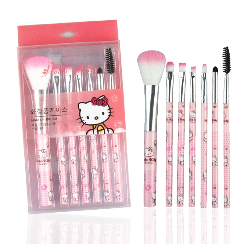 Sanrio Makeup Brush Set Hello Kitty Anime Fashion Jewelry Blush Eyebrow Lip Eyeshadow Brush Beauty Tools Girls Gift With Box