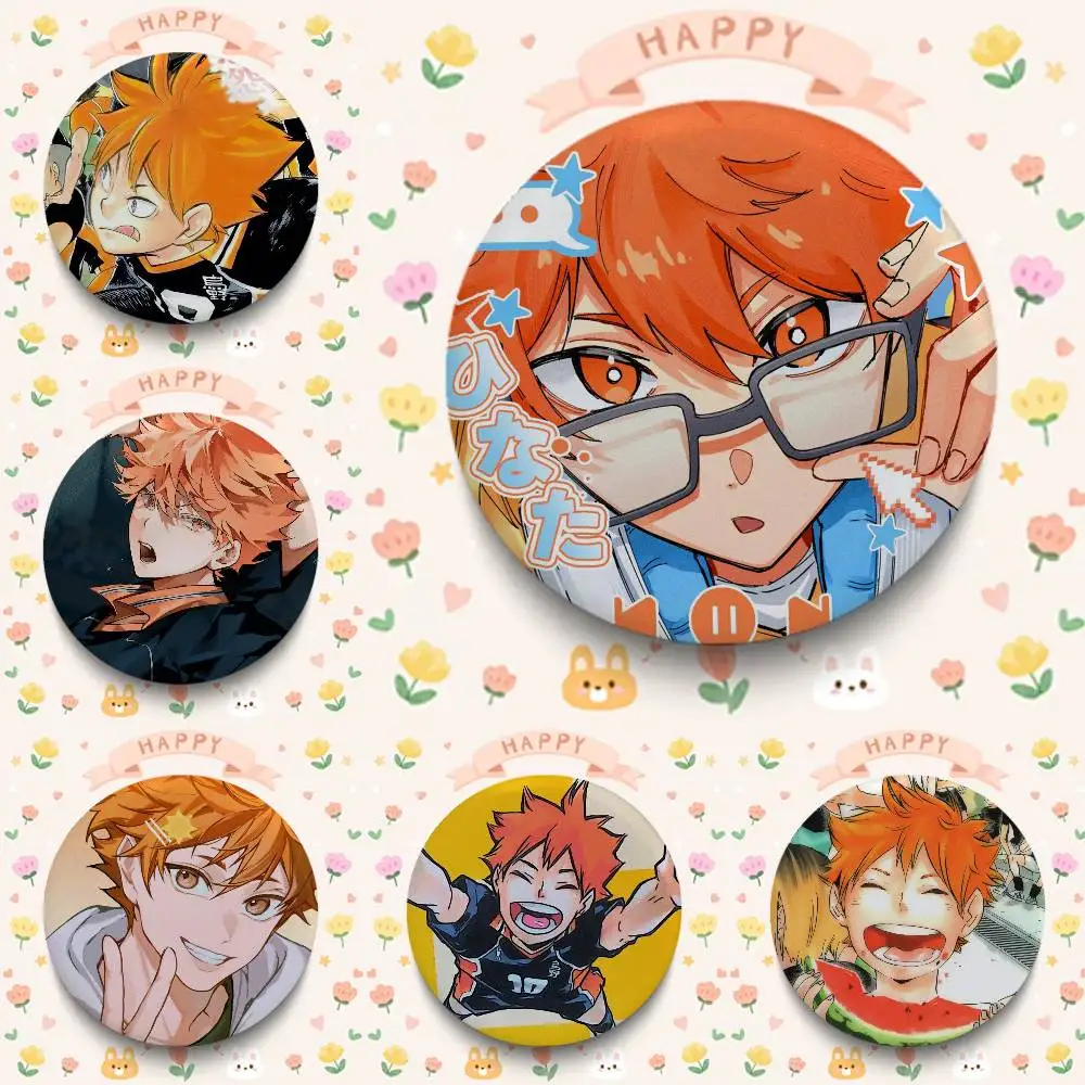 Shoyo Hinata Cartoon Badges 25 32 44 58 75 Mm Round Cosplay Pin Bag Decor Fans Collect Friends Gifts Brooch Souvenir