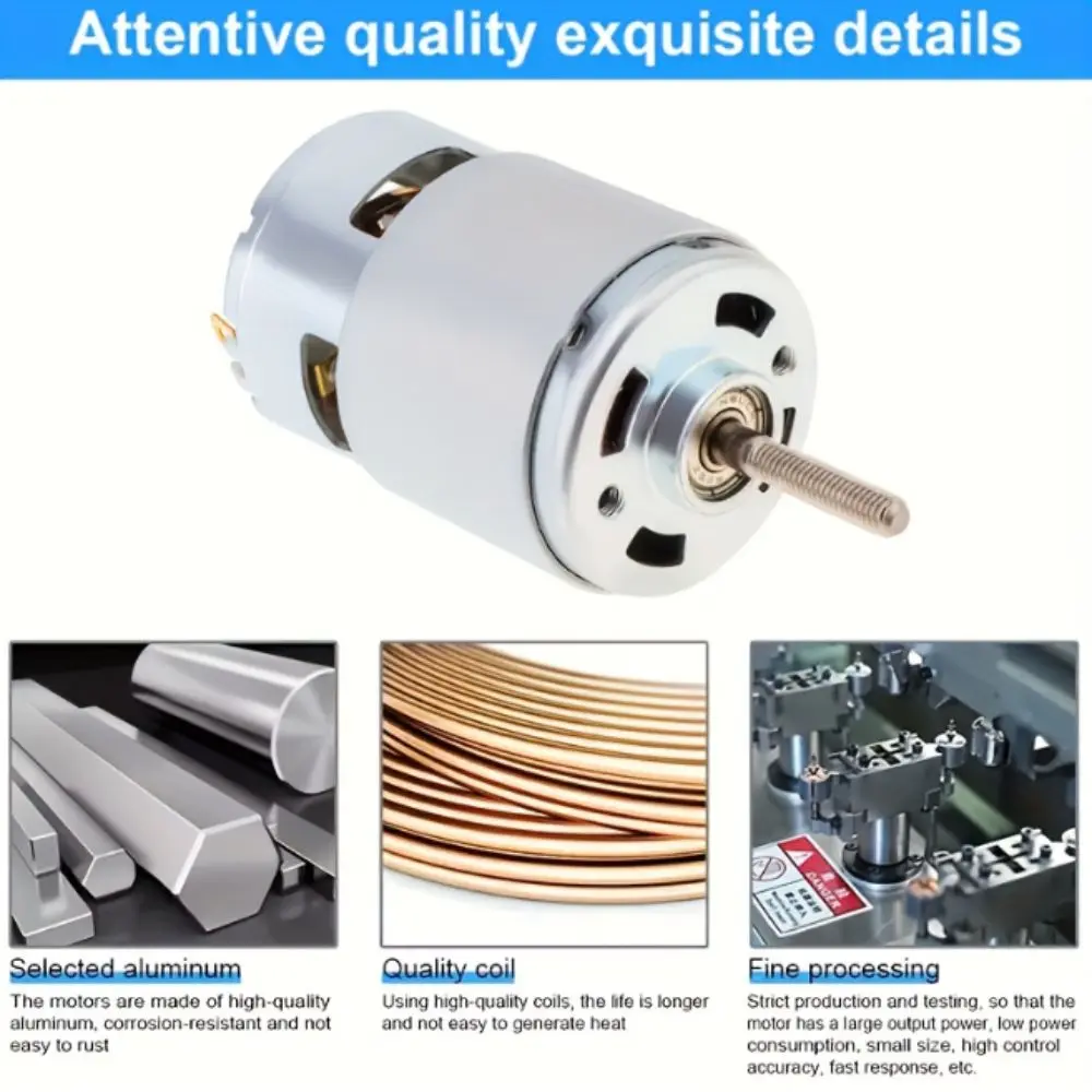 DC 21V High Speed Brush Motor High Power Small Micro Electric Motor Double Axis Front Ball Bearing Silent Motor DIY Tool