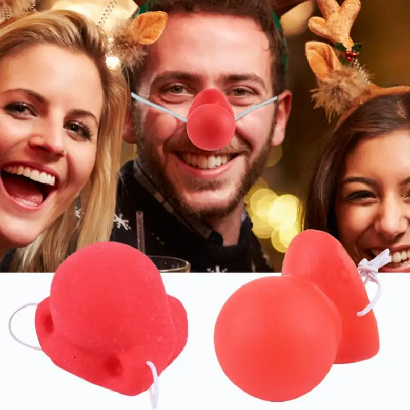 6PCS Red Rubber Clown Nose Clown Cosplay Noses with Elastic Circus Costume Party  for Adults Cosplay Anime Party Costume Prank