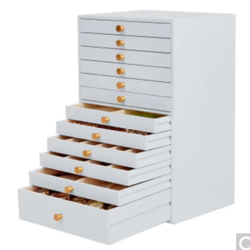 12-layer jewelry box, wooden lacquer cabinet type, multi-layer large-capacity simple jewelry box, stud earrings, desktop