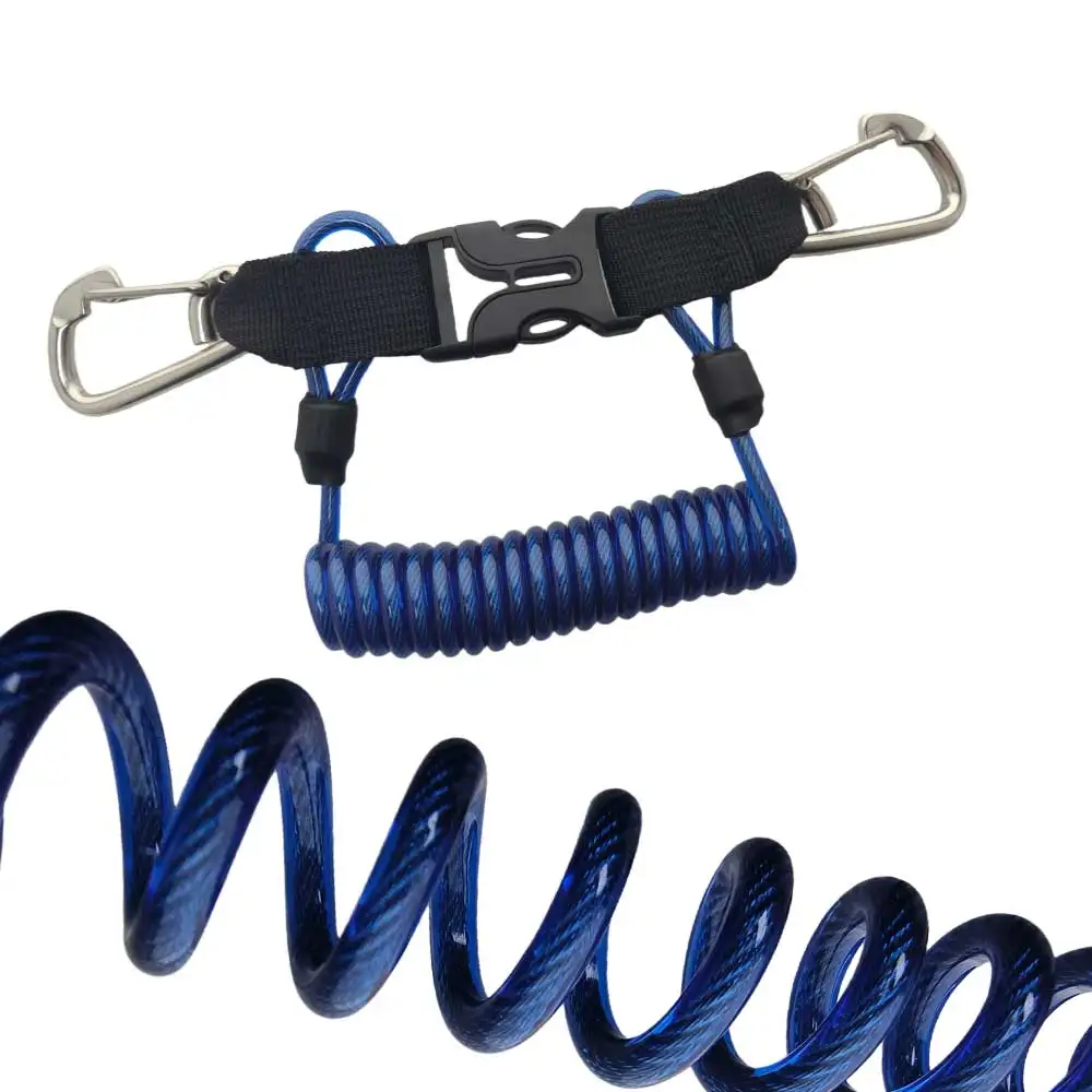 Scuba Diving Camera Coil Spring Lanyard with Quick Release Buckle & 316316 stainless steel Hook Scuba Retractable Strap