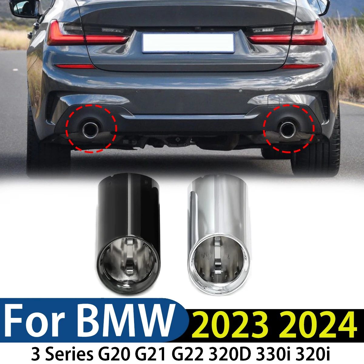 

Для BMW 3 серии G20 G21 G22 320D 330i 320i 2023 2024 Наконечник глушителя Выхлопная труба Диффузор Сменная крышка выхлопной системы Аксессуары