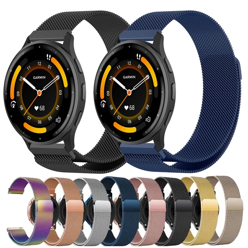 20 mm 22 mm Milanaise-Schleife für Garmin Venu 3 2, Metallband für Garmin Forerunner 55 158 570 970 255 245 645 965 745 Vivoactive 6 5 4