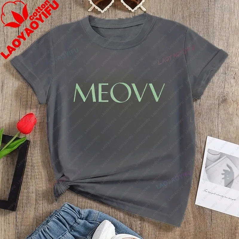 The Classic Poster Print Fashion T-shirt of The South Korean Girl Singing and Dancing Group MEOVV, A Cotton Women's T-shirt