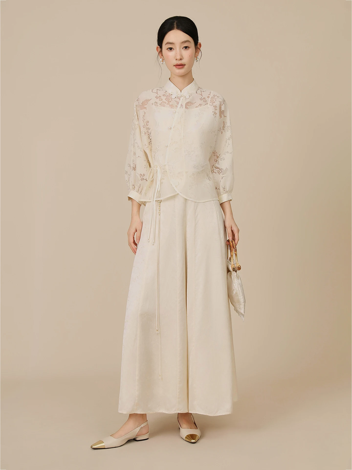 

ibai 2025 новый белый пиап традиционный китайский воротник на пуговицах с мясным покрытием для похудения новый китайский топ