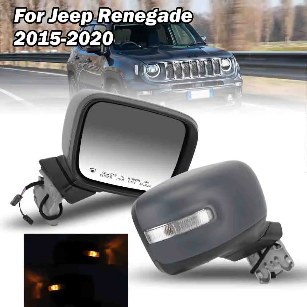 Side Mirror Assembly For Jeep Renegade 2015 2016 2017 2018-2023 Outside Rearview heated Mirrors Indicator Light 7/9pins