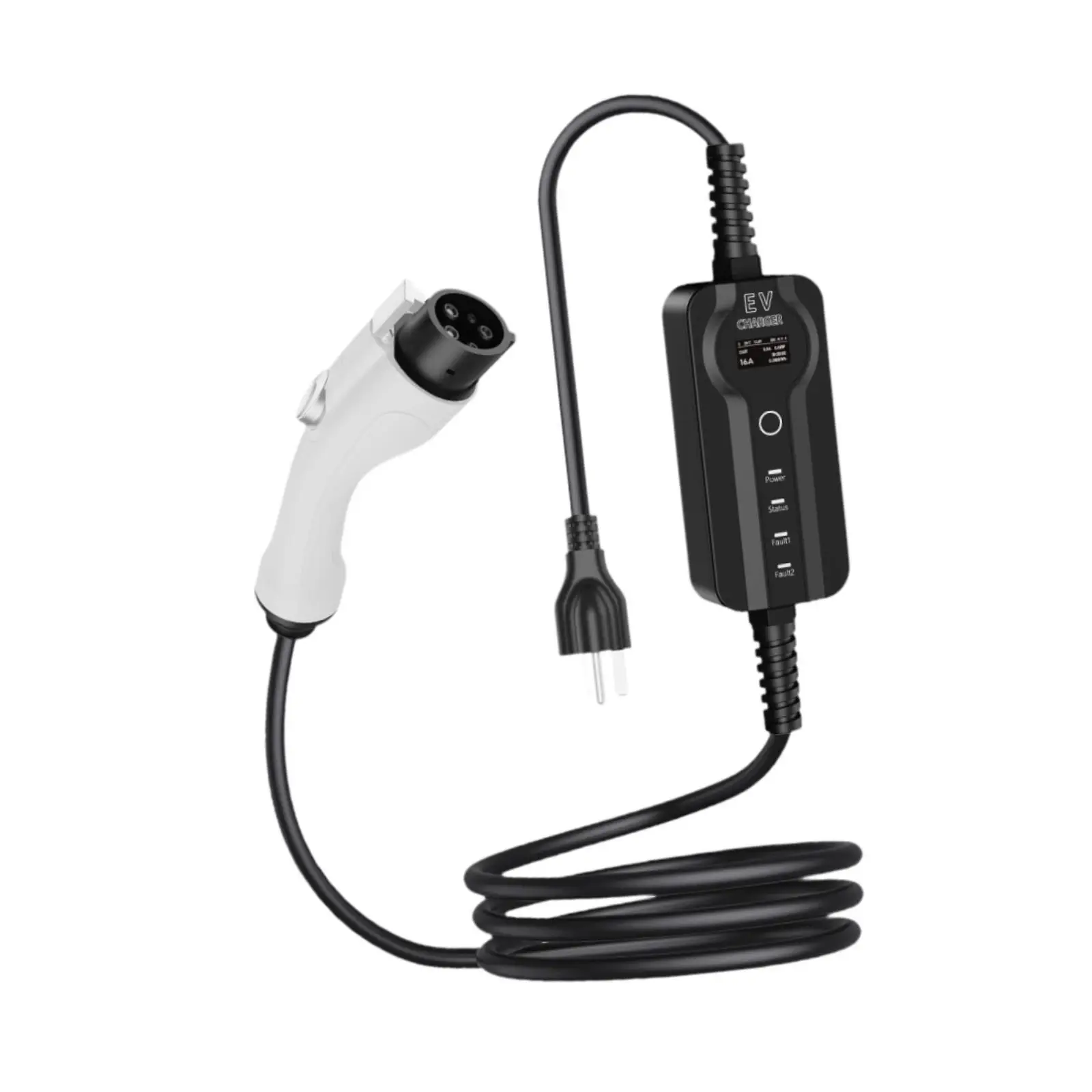 Portable EV Charging Cable 16A 3.5kw Vehicle Charger 5m Fast Charge Black Plastic for Home and Roadside