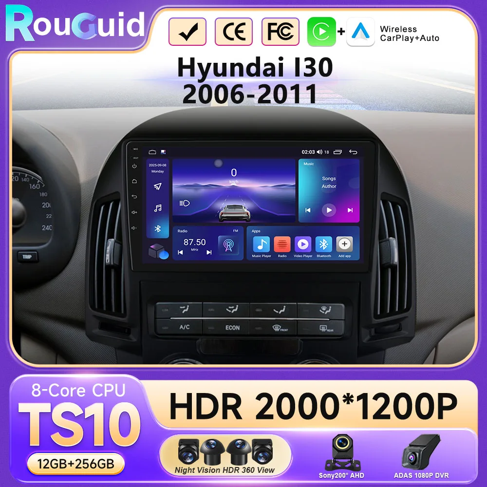Android 16 For Hyundai I30 2006 2007 2008 2009 2010 2011 Car Radio DVD Multimedia Player Stereo Head Unit GPS Navigatio WiFi 5G