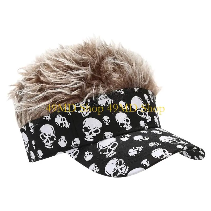 49MD Halloween Hairy Hat Headgear Adorkable Head Cover for Wigs Prank Halloween Adorkable Cartoon Hat Headgear