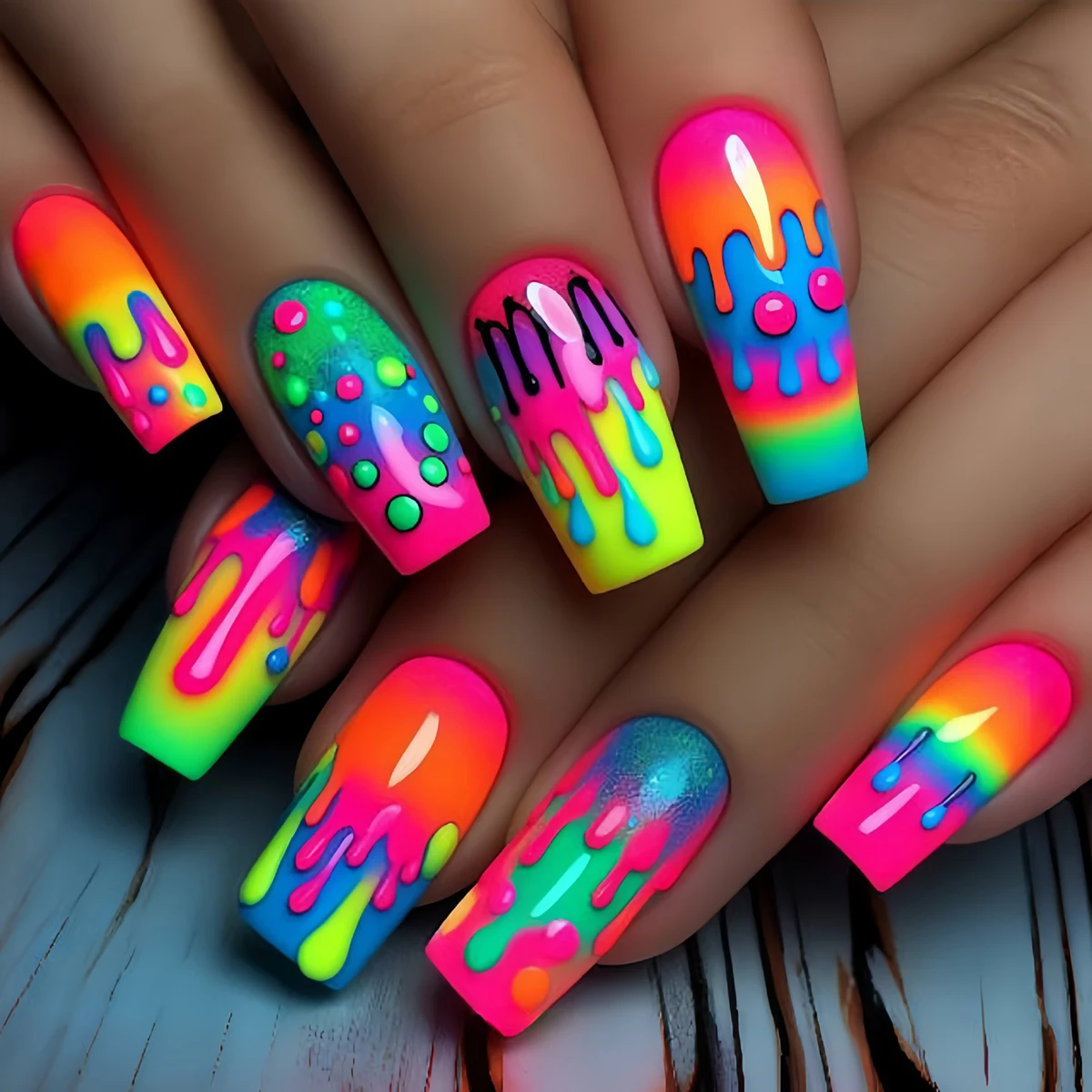 24Pcs medium-long square press on nails, practical nail supplies. Refresh your look and show charming fingertip beauty. Simple s