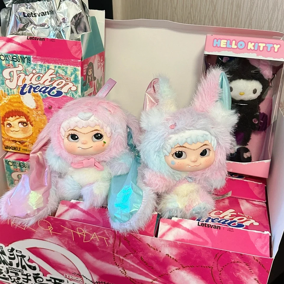新作高品質ワククウキツネ＆バニートリックオアトリートシリーズブラインドボックストイズ可愛いアクションフィギュアドールサプライズゲスバッグペンダントギフト