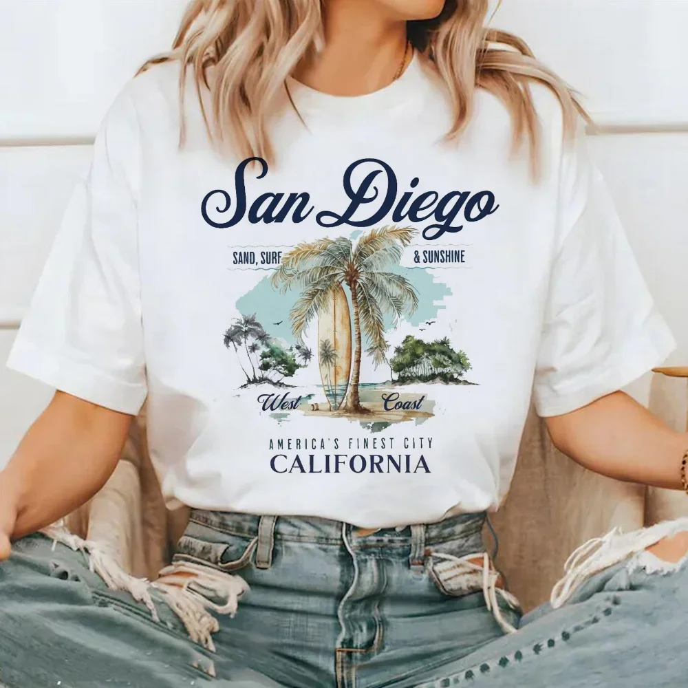 قصيرة الأكمام موضة الاتجاه الأعلى الشارع تنوعا تي شيرت نمط الجولة الرقبة البوليستر النسيج تي شيرت المرأة المطبوعة السفر T-Sh #5