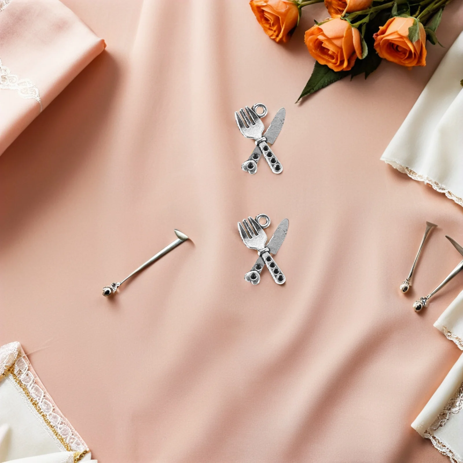 

100pcs Alloy Cutlery Charms Vintage Fork Spoon Pendants Diy Jewelry Making Necklace Bracelet Keychain Craft Accessories Durable