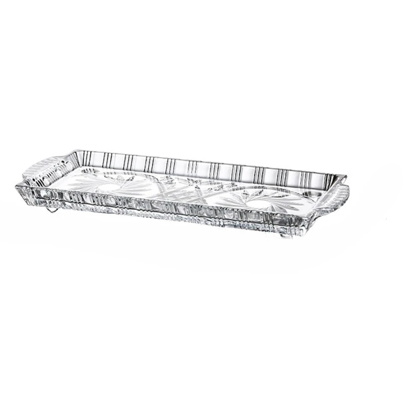 

European creative modern crystal glass rectangular fruit tray pot tray tea tray