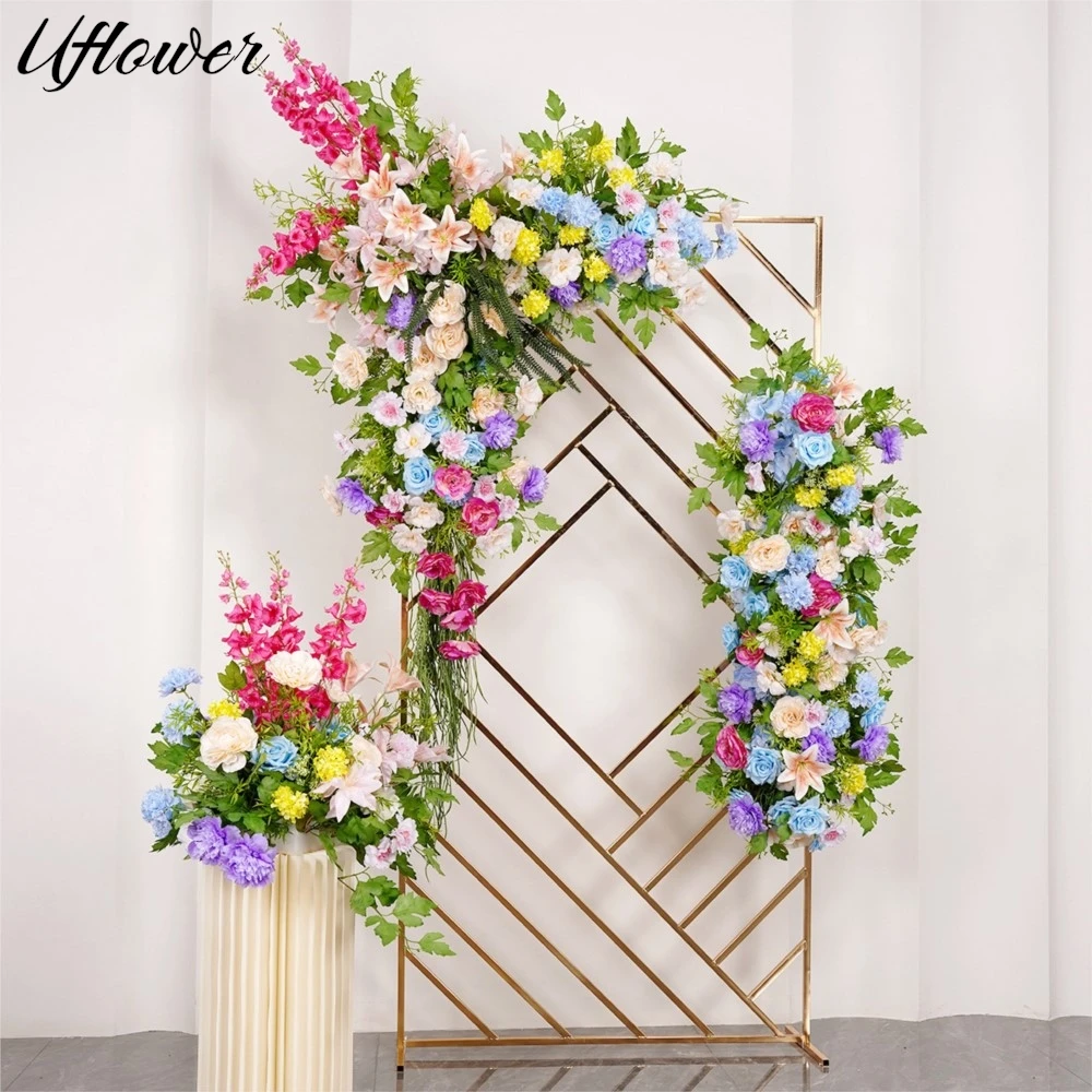 

Uflower Artificial Colorful Flower Row Arrangement Table Flower Ball T Stage Wedding Props Road Lead Decor Floral Wedding Arch ﻿