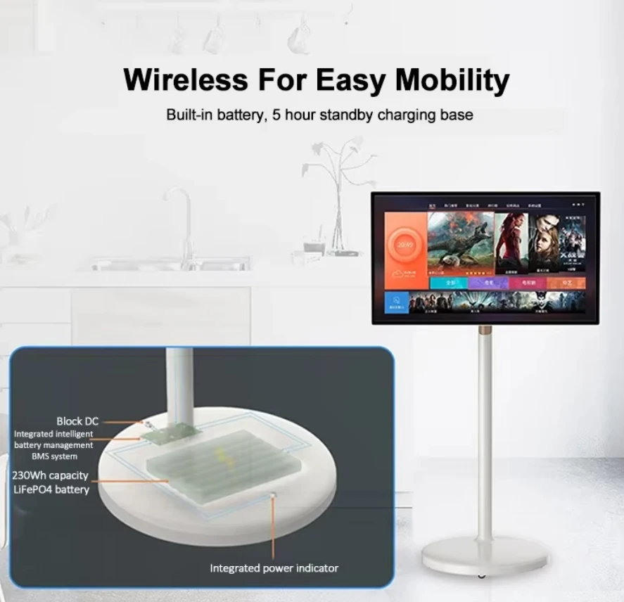 Para alta definição 21,5 24 27 32 polegadas inteligente sem fio, TV, LCD móvel sensível ao toque