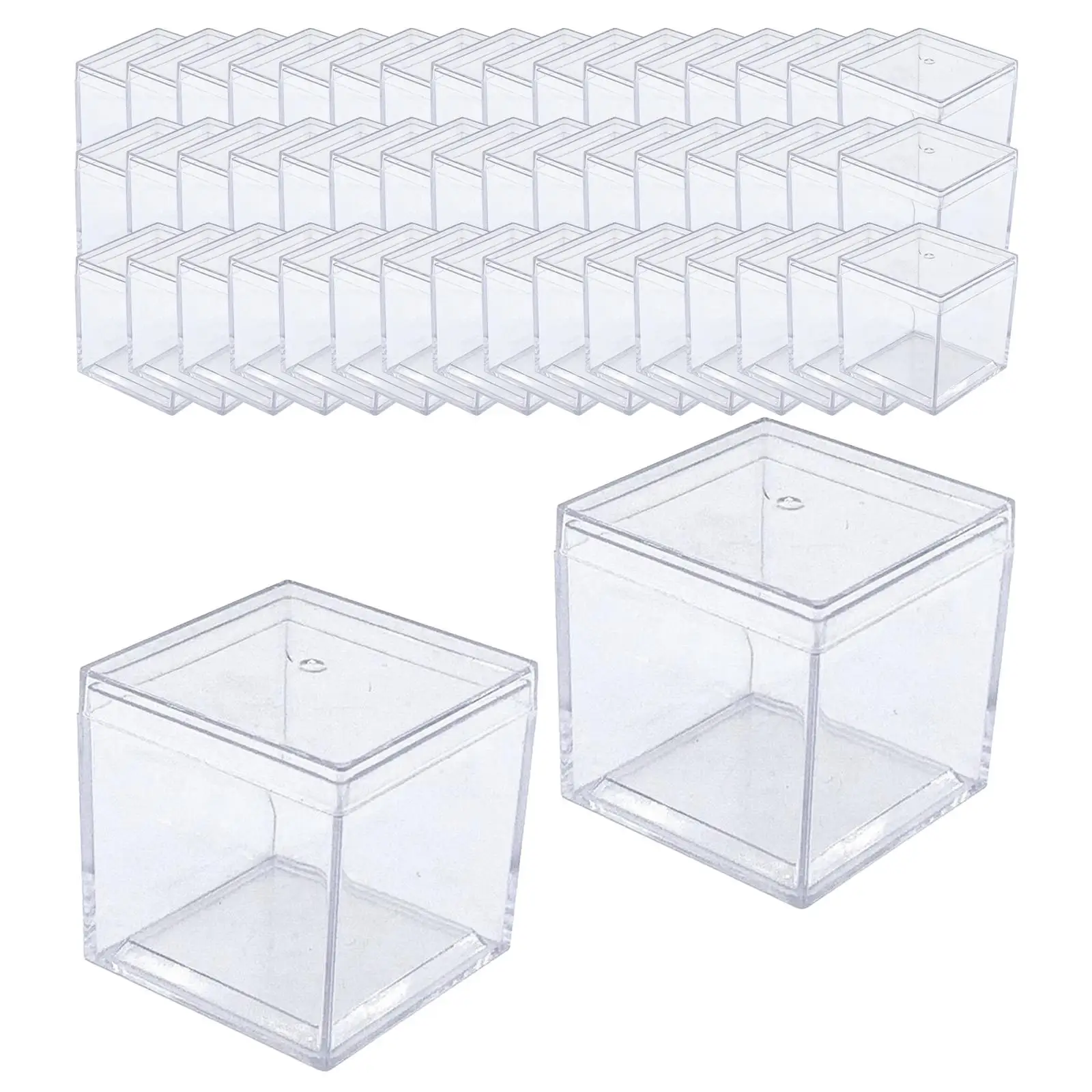 50Pcs Acrylic Display Case 3.3x3.3x3.3cm Cube for Doll Toys Collectibles