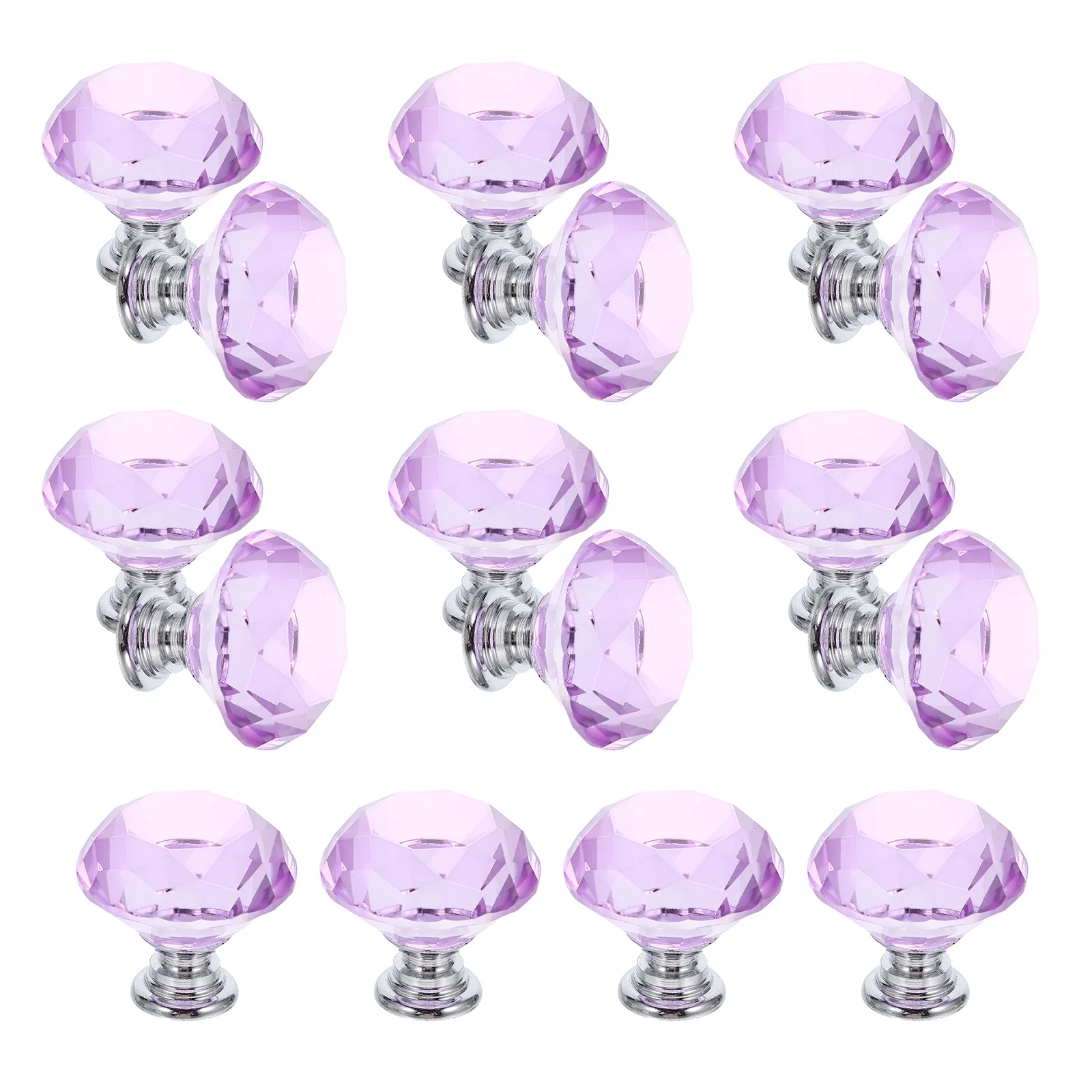

16Pcs Purple Crystal Cabinet Knobs Glass Scratch-Resistant for Wardrobe Dresser Kitchen Decorative Glass Door Knobs