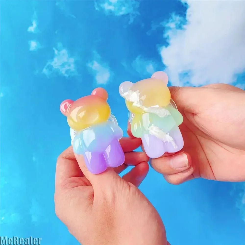 New Cute Creative 3D Jelly Rainbow Gradient Bear Phone Stand Holder Phone Accessories for Man Woman Socket Iphone 16 Samsung