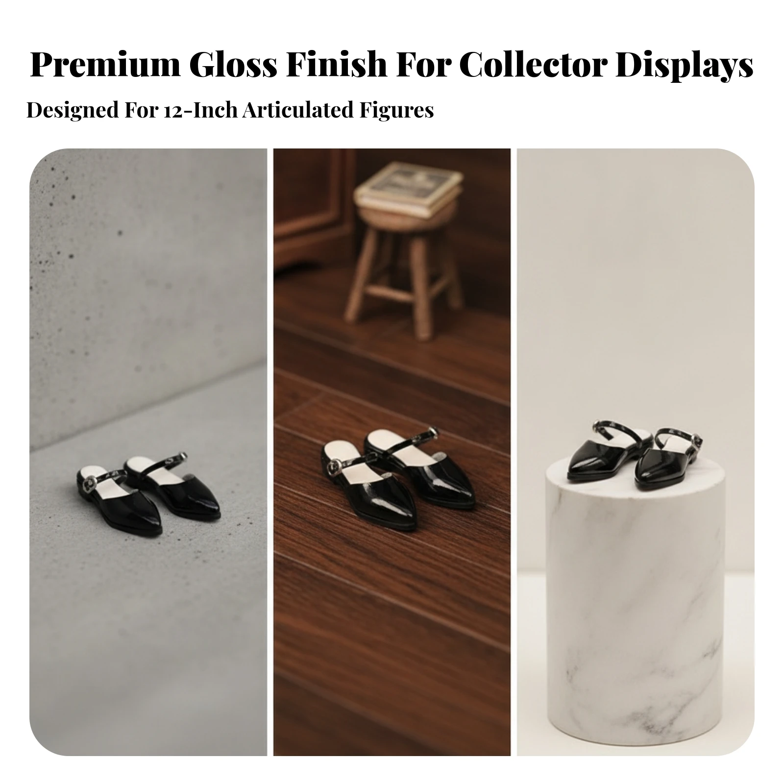 Doll Flats High-Quality Doll Shoes with Clasp Footwear Shoes Lifelike Shoe Model Glossy for Action Figure Customizers