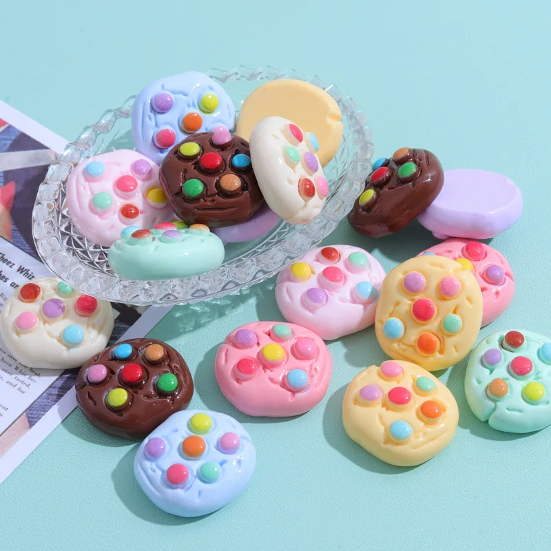 

10Pcs Simulation Cookies Chocolate Resin DIY Shoes Hat Icebox Barrette Mobile Phone Case Scrapbook Cream Glue Flat Back Resin