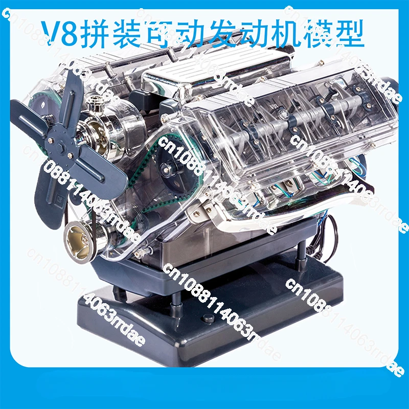 Mini V8 engine model, simulated eight-cylinder toy engine movable DIY assembly car model