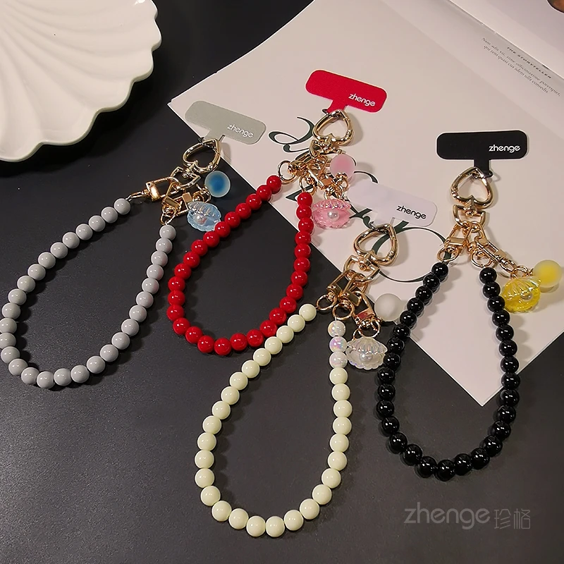 

Простая и стильная круглая цепочка для телефона из бисера, короткая веревка для подвешивания телефона из бисера на запястье, уличная подвесная веревка с защитой от потери и падения