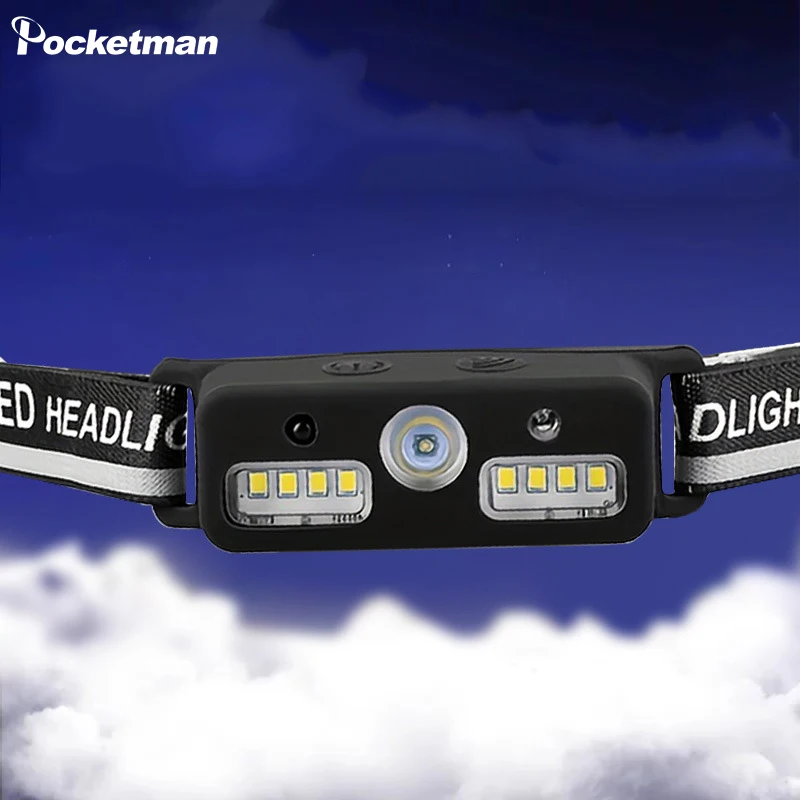 

ИК-датчик движения, портативный легкий светодиодный налобный фонарь, USB-фара с быстрой зарядкой, уличный супер яркий индукционный налобный фонарь