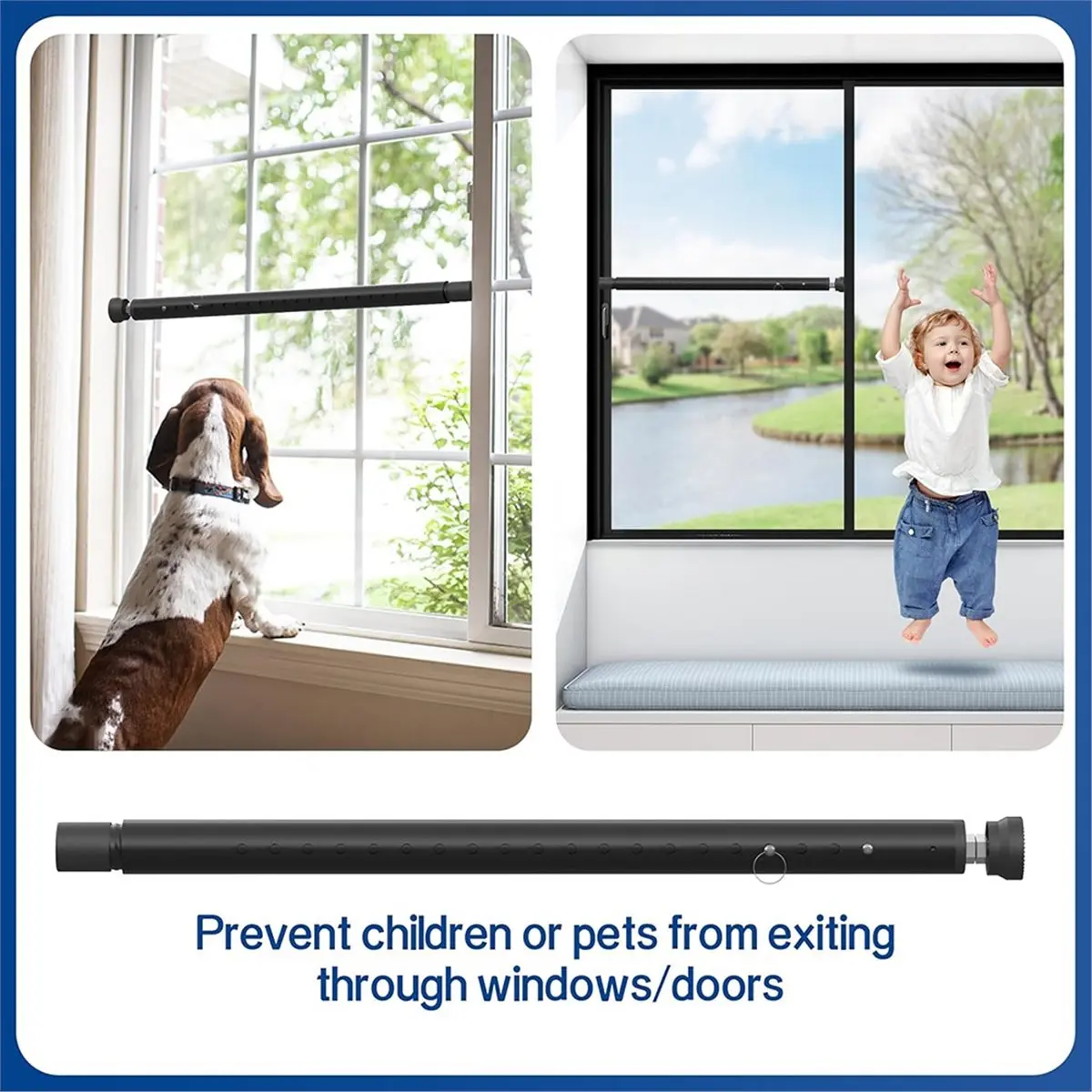 Sliding Door Security Bar 17-50 Inch Adjustable with Rubber Tips, Sliding Door Lock Bars, for Window Safety Bars Home