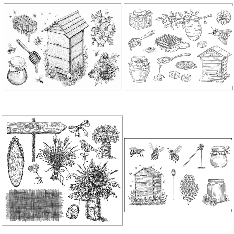 

Bees and hives Clear Stamps/Seal For DIY Scrapbooking Card Making Album Decorative Silicone Seal Craft