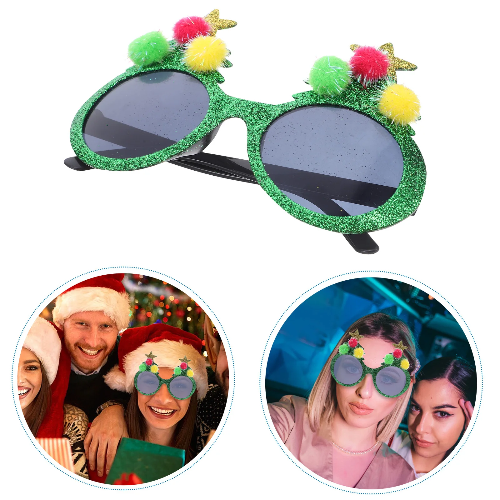 

Очки для рождественской елки с помпоном, блестящие очки для праздничной вечеринки, Рождество, Новый год, забавные очки для вечеринки, реквизит для фотосессии, новинка, очки