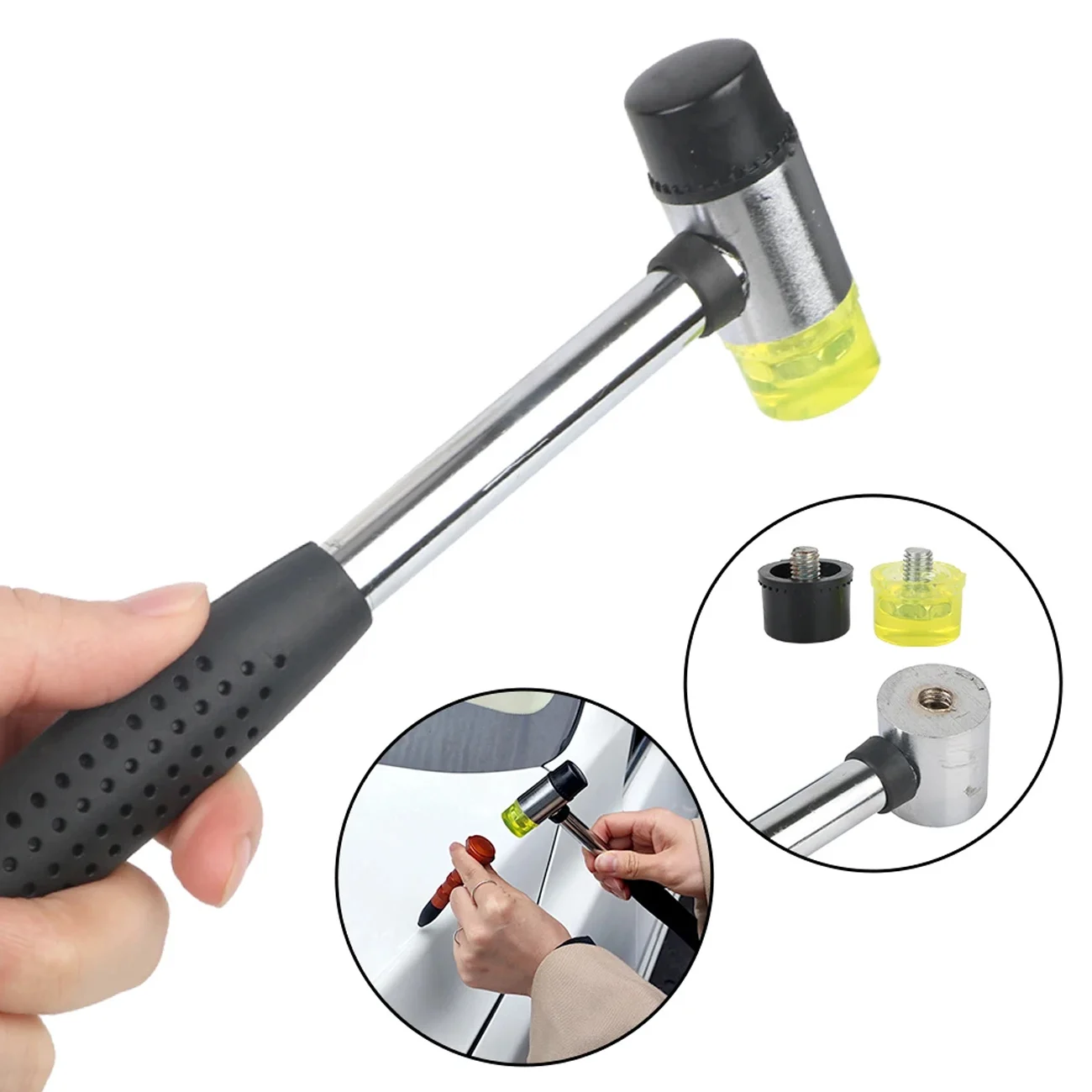 DIY Auto Paintless Dent Repair Kit Dent Hammer Metal Tap Down Pen 9 Heads Tips Dent Removal Tools for Car Hail Damage Repair