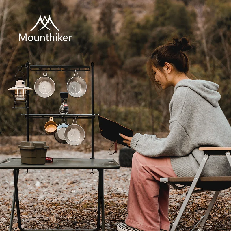 MOUNTAINHIKER Outdoor Lighweight Camping Storage Shelf Aluminum Alloy Detachable Organizer Rack Table Lantern Stand Tableware