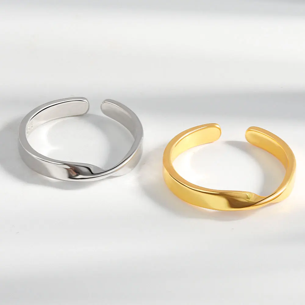

925 Sterling Silver Irregular Geometry Stackable Open Rings For Women Couple Vintage Luxury Jewelry Accessories Jewellery