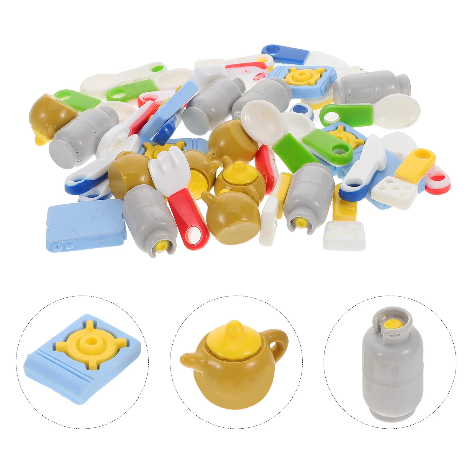 6 ensemble 6 ensembles Mini ustensiles de cuisine pour maison de poupée Miniature Playset résine ustensiles de cuisine semblant jouer outils enfants apprentissage Simulation