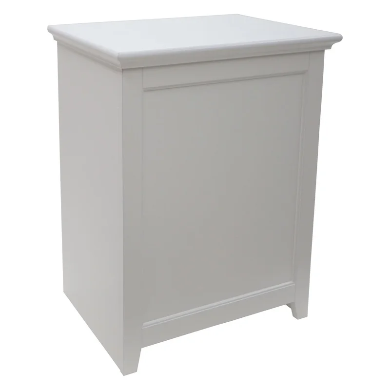 

Contemporary White Wooden Laundry Hamper Stylish Storage Clothes Towels Easy Assembly Durable Design Ideal Home Use